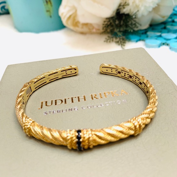 Judith Ripka Jewelry - Judith Ripka Gold Tone .925 Bangle w/ BLK Stones
